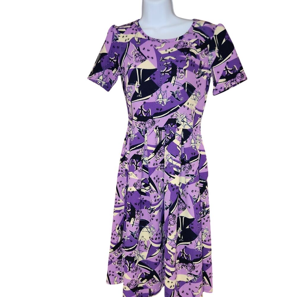 Nwt Lularoe "Nightmare Before Christmas" Purple Amelia‎ Dress Sz S
